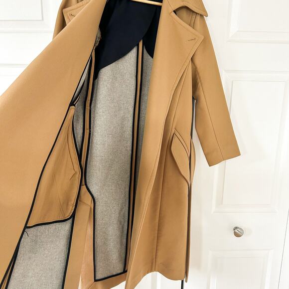 Rag & Bone Amber Belted Trench Coat Camel Wool Blend Long Coat Size XS EUC - Picture 5 of 13